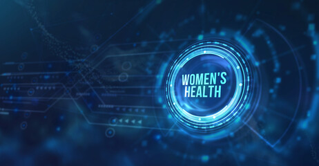 Internet, business, Technology and network concept. Women's health. Medical Healthcare concept on virtual screen. 3d illustration.