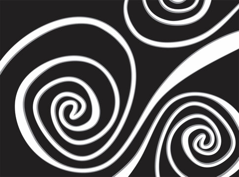 Simple black and white background with curly lines pattern © Galih Prihatama