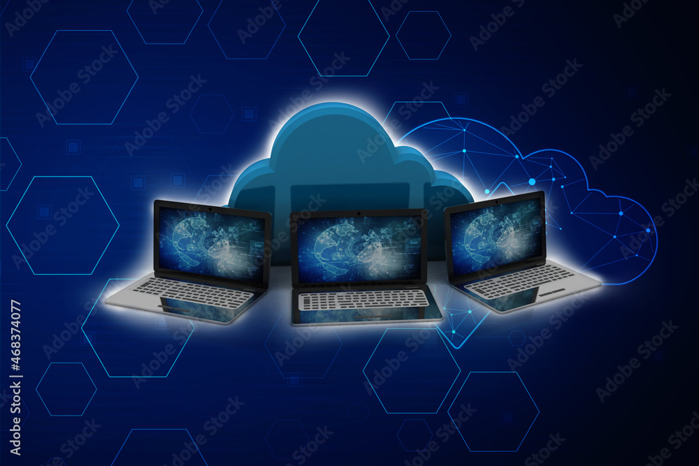Poster 3d rendering cloud computer network