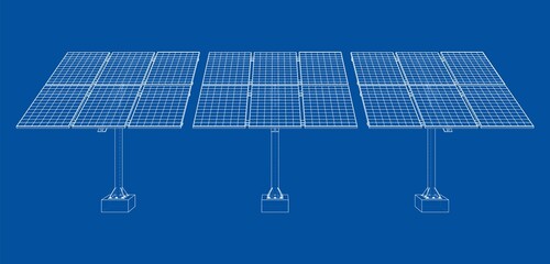 Solar Panel Concept. Vector rendering of 3d