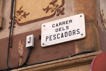 Street name sign in Barcelona