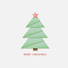 Christmas card in minimalist styles. Illustration of a Christmas tree in origami styles. Place for a text about the new year.