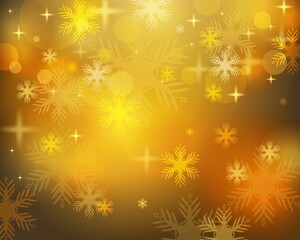Gold glitter snowflakes star light Christmas background