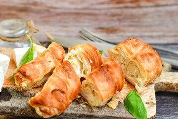 Bakery .Home made  cheese pie  with phyllo pastry and organic eggs. Bulgarian banitsa