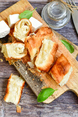 Bakery .Home made  cheese pie  with phyllo pastry and organic eggs. Bulgarian banitsa