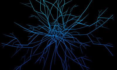 Blue Cracked Destruction Screen Black Background