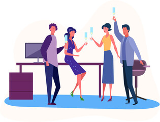 party of office employees. Simple flat graphic style vector illustration