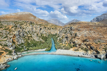 Landscape with Preveli beach at southern Crete, Greece