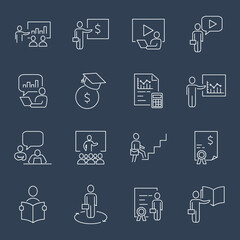 Business Training icons set. Business Training pack symbol vector elements for infographic web
