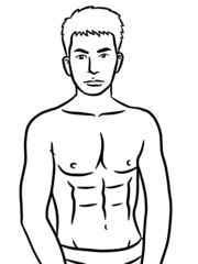 Fototapeta premium black and white of cute man cartoon for coloring