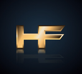Fototapeta premium Modern Initial logo 2 letters Gold simple in Dark Background with Shadow Reflection HF