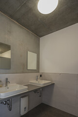 Detailaufnahme Neubau Bauvorhaben Innenraum Gemeinschafts WC Waschbecken Doppel