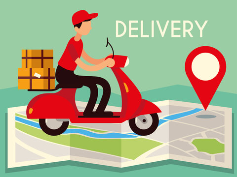 delivery man on map