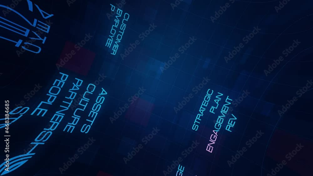 Poster digital transformation animated word cloud text design animation. 4k 3d rendering digital transforma