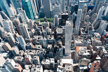 High top view of city buildings in New York