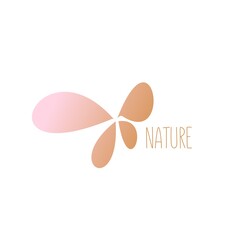 Naturalness and environmental friendliness. Flower logo. Delicate shades of illustration. Minimalism and lettering.