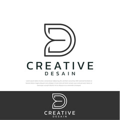 letter D line logo. Moving abstract logo icon design creative vector sign symbol