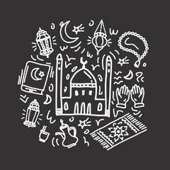 Islam, ramadan, vector illustration. Doodle, sketch. 