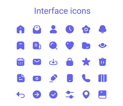 Simple small solid icons set. Rounded mini vector icons. Pixel perfect.