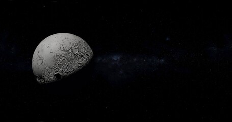 3d render, moon with milky way background