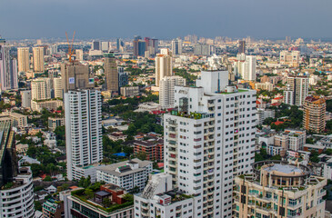 Fototapeta na wymiar View to the cityscape, downtown and skyscraper of Bangkok Metropolis in Thailand Southeast Asia