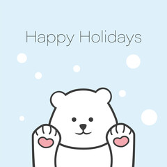 Happy Holidays vector. Cute polar bear card. Christmas and New Year background. 