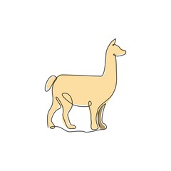 Single continuous line drawing of adorable llama for corporation logo identity. Company icon concept from mammal animal shape. Dynamic one line draw vector design graphic illustration