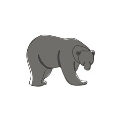 One continuous line drawing of elegant bear for company logo identity. Business icon concept from wild mammal animal shape. Trendy single line draw graphic design vector illustration