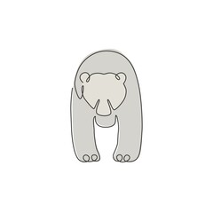 One single line drawing of cute grizzly bear for company logo identity. Business corporation icon concept from wild mammal animal shape. Trendy continuous line graphic draw vector design illustration