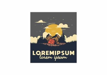 illustration drawing of overnight camping