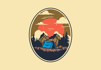 illustration drawing of overnight camping