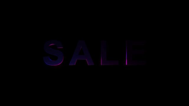 Sale Text Neon Metallic Light Effect Seamless Loop Animation 4K Resolution UHD Black Friday Concept