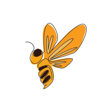 recommend clip art: Single continuous line drawing of decorative bee for farm logo identity. Honeycomb producer icon concept from animal shape. One line vector draw design graphic illustration