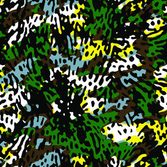 Obraz premium Abstract Hand Drawing Butterfly Wings Leopard Animal Skin Shapes Seamless Vector Camouflage Pattern Isolated Background