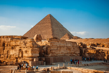Pyramid of Egypt against the sky. Ruin