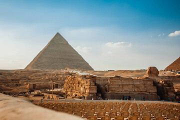 Fototapeta na wymiar Pyramid of Egypt against the sky. Ruin 