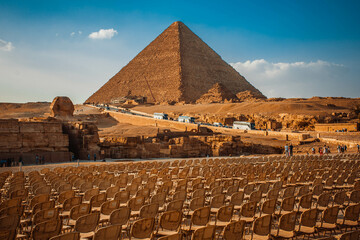 Fototapeta na wymiar Pyramid of Egypt against the sky. Ruin