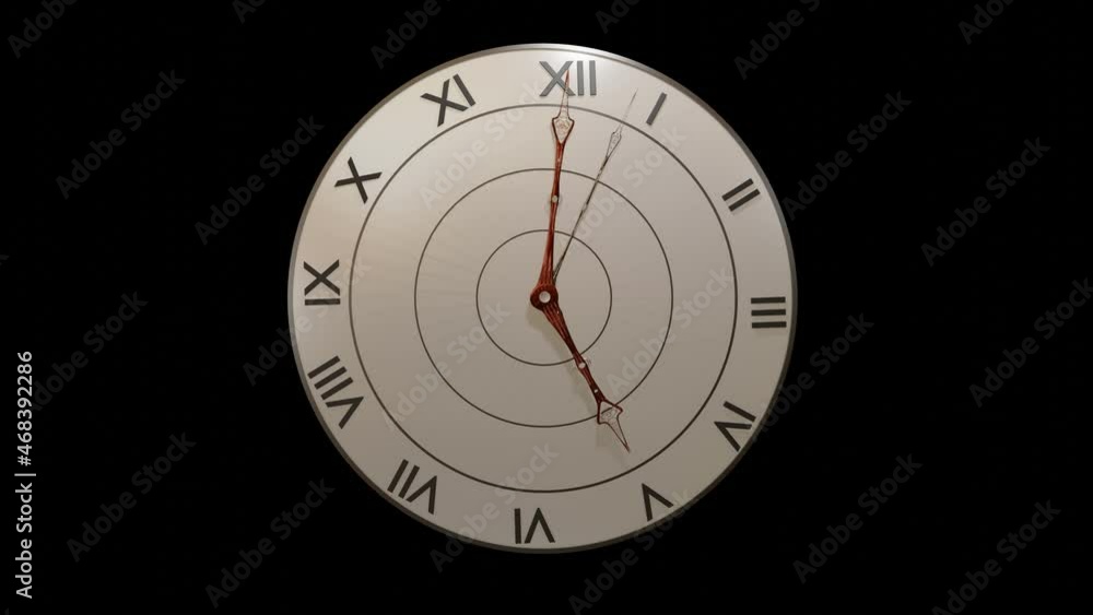 Poster the hands of an antique clock with roman numerals rotate rapidly. looped animated background time la