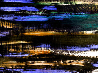 Neon bright stripes, brush stroke on black, creative abstract hand painted background, acrylic painting on canvas.