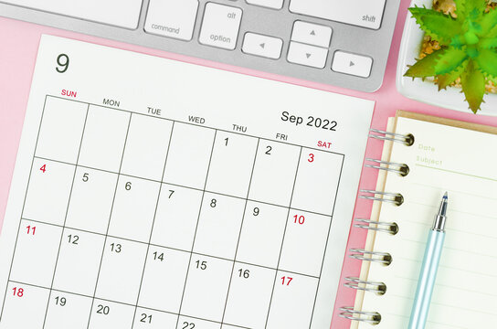 eptember 2022 calendar sheet with keyboard computer