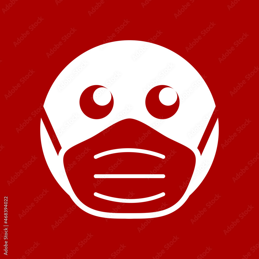 Poster wear a mask warning sign showing a face with a facemask icon. vector image.