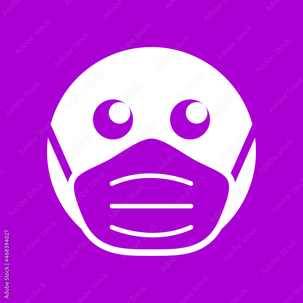 Poster wear a mask warning sign showing a face with a facemask icon. vector image.