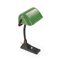 Old fashioned desk lamp on white background 