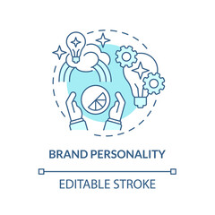 Brand personality blue concept icon. Business representation. Company mission and message. Brand planning abstract idea thin line illustration. Vector isolated outline color drawing. Editable stroke