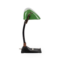 Old fashioned desk lamp on white background 
