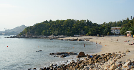 Lamma Island, Hong kong 24 October 2019: Hong Kong sandy beach