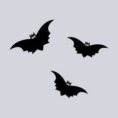 Halloween vector icon. Vector illustration of bat on grey background