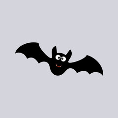 Halloween vector icon. Vector illustration of bat on grey background