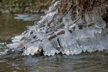 Eis, Bach, Fluss, Winter, Kristalle, Eiszapfen, Kälte