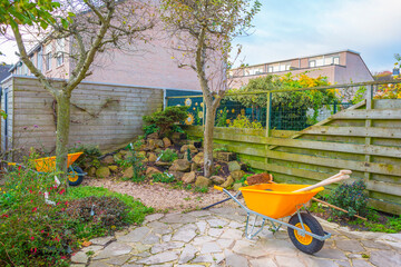 Renovation of a garden in a residential area in autumn, Almere, Flevoland, The Netherlands,...